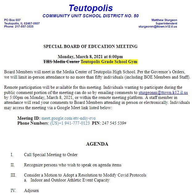 Special Agenda
